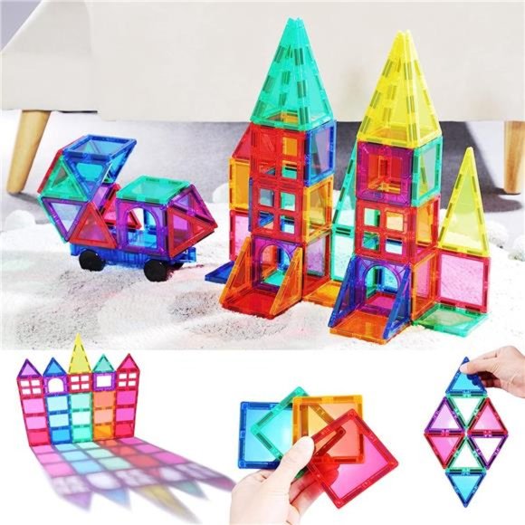 Magnetic Tiles for Kids 3D Magnet Building Tiles Set STEM Learning Toys Magnetic - Picture 5 of 6
